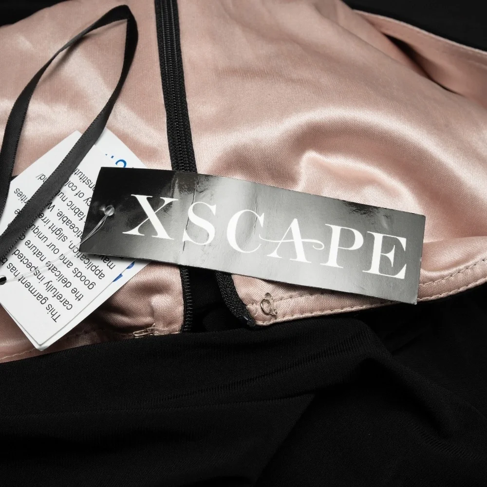 Xscape - Long Sleeve Stretchy V-neck Ruffle Dress - Picture 7 of 14